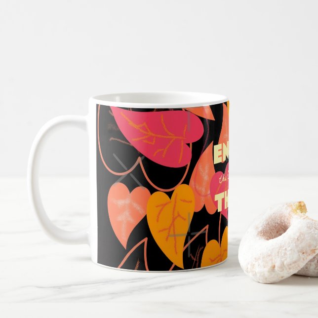 Taza De Café Hojas coloridas (Con donut)