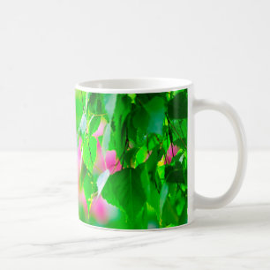 Taza De Café Hojas de abedul flores de tulipán personalizables