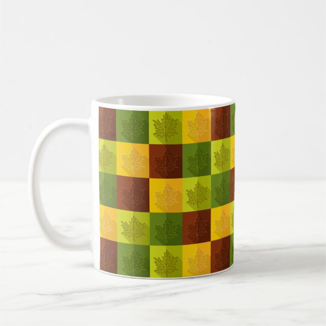Taza De Café Hojas de arce otoñales, marrón y verde (Izquierda)