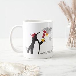 Taza De Café Hojas de arce otoñales y pingüino gracioso