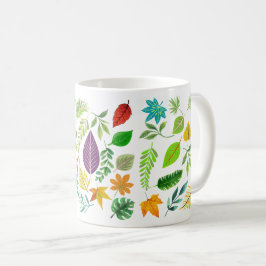 Taza De Café Hojas de Casa de Campo Rústica | Cerámica de Otoño
