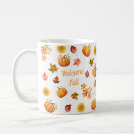 Taza De Café Hojas de cascada y calabazas