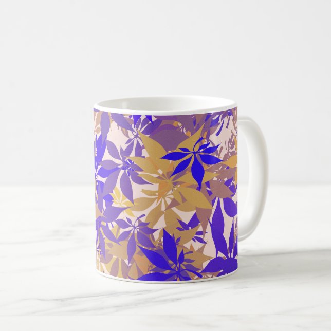 Taza De Café Hojas de castaño azules, bronce y púrpura (Anverso derecho)