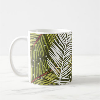 Taza De Café Hojas de color de agua verde: Ilustracion sin foco