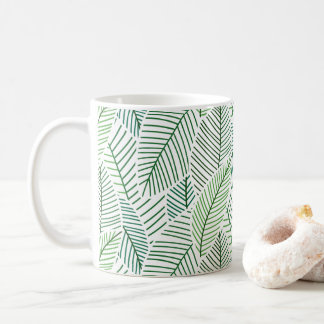 Taza De Café Hojas de esqueleto (blanco y verde)