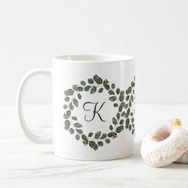 Taza De Café Hojas de eucalipto con monograma elegantes moderna