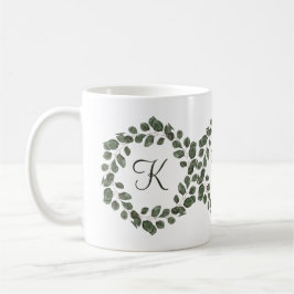 Taza De Café Hojas de eucalipto con monograma elegantes moderna