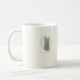 Taza De Café Hojas de helecho verdes minimalistas botánicos