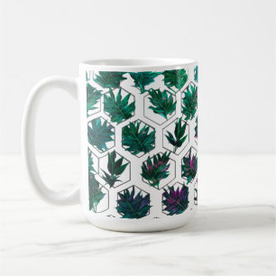 Taza De Café Hojas de hexágono tropical - Mug clásico de 15 oz
