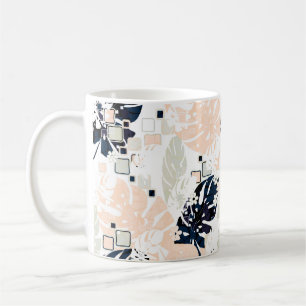 Taza De Café Hojas de jungla tropical sin costuras monstera pal