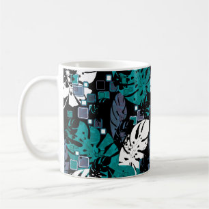 Taza De Café Hojas de jungla tropical sin costuras monstera pal