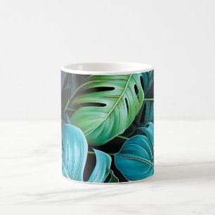 Taza De Café Hojas de Monstera Botánica Follaje Tropical de la