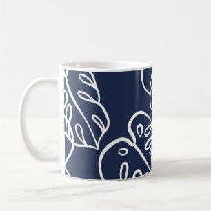 Taza De Café Hojas de Monstera: Mano Vintage dibujada.