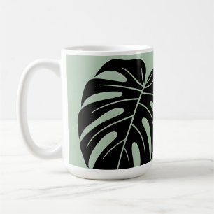 Taza De Café Hojas de Monstera Minimalista Tropical Salvia
