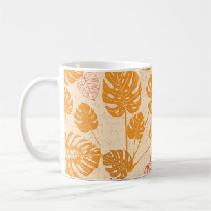 Taza De Café Hojas de monstera: silueta tropical sin soldadura