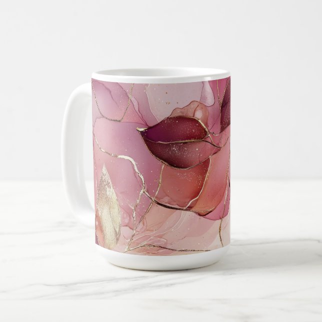 Taza De Café Hojas de oro rosadas de Rubor (Anverso izquierdo)