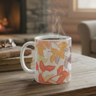 Taza De Café Hojas de otoño acogedoras tonos cálidos