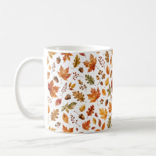 Taza De Café Hojas de otoño bellota naturaleza botánica jardín