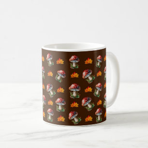 Taza De Café Hojas de otoño de moda Hongos Hongos Marrón