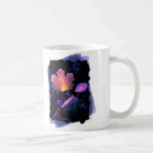 Taza De Café Hojas de otoño en neón y azul