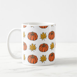 Taza De Café Hojas de otoño: Patrón de calabaza dibujada a mano