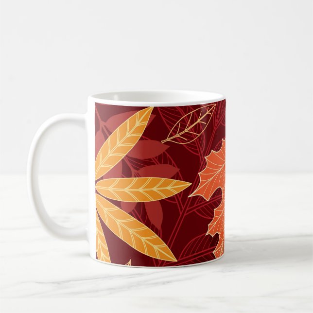 Taza De Café Hojas de Otoño: Patrón de la Naturaleza sin Mar (Izquierda)