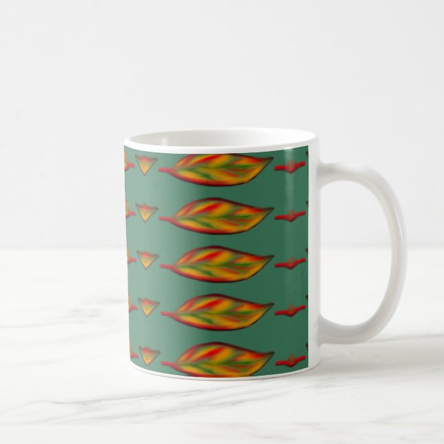 Taza De Café Hojas de otoño pintadas con patrones (Derecha)