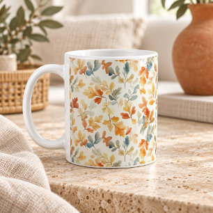 Taza De Café Hojas de otoño suaves al acuarela