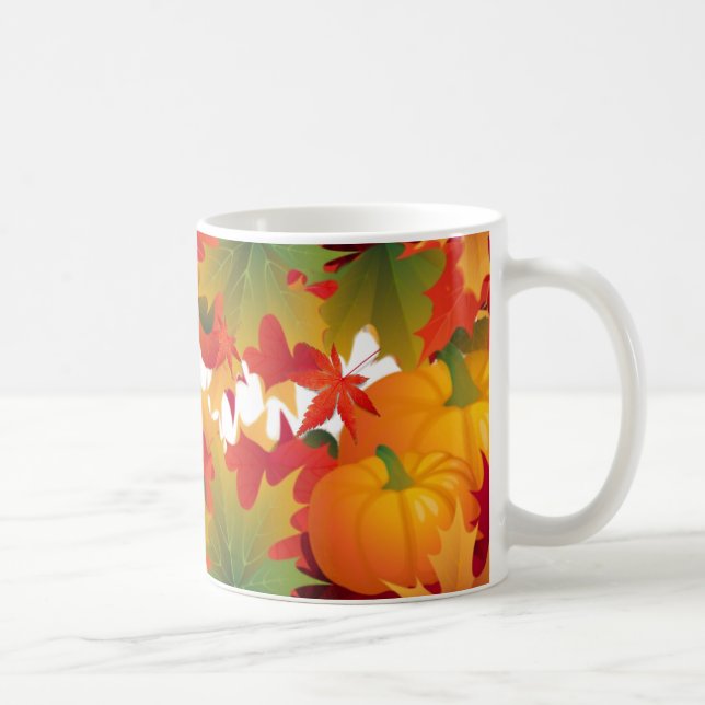 Taza De Café Hojas de otoño y calabazas (Derecha)