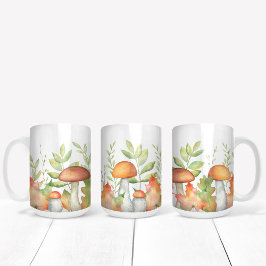 Taza De Café Hojas de otoño y Ilustracion de hongos