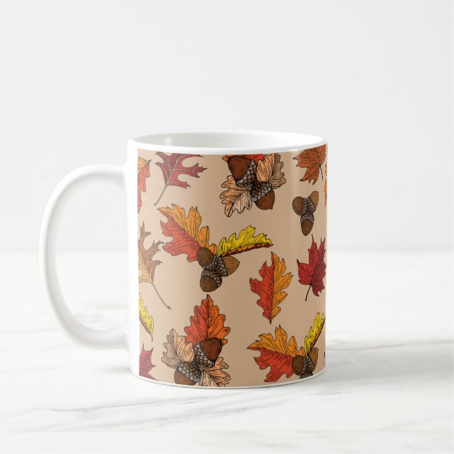 Taza De Café Hojas de otoño y patrón de maíz (Izquierda)