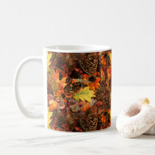 Taza De Café Hojas de Otoño y Piñas de Acción de Gracias