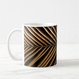 Taza De Café Hojas de palma de dátil pintadas doradas cerradas