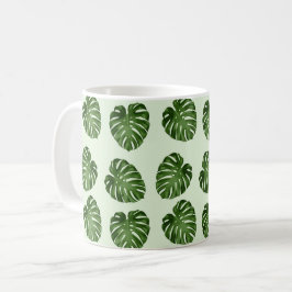 Taza De Café Hojas de palma, hojas verdes, patrón tropical