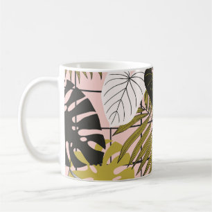 Taza De Café hojas de palma tropical, verano elegante.