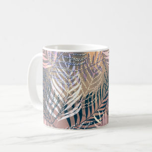 Taza De Café Hojas de palma, tropicales, botánicas, hojas, jung