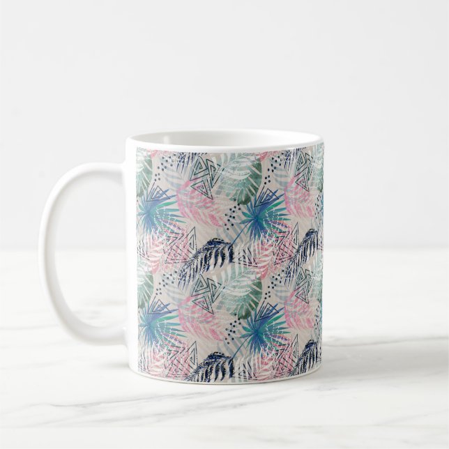 Taza De Café Hojas de palma, tropicales, botánicas, hojas, jung (Izquierda)