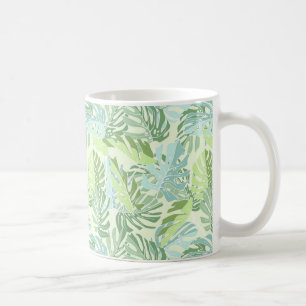 Taza De Café Hojas de palma tropicales en colores pastel