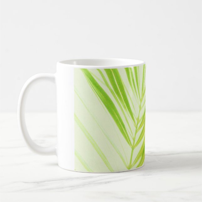 Taza De Café Hojas de palma verde pálido (Izquierda)