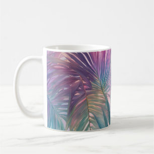 Taza De Café Hojas de palmas tropicales rosadas y blandas