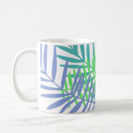 Taza De Café Hojas de palmera en tonos azules y verdes
