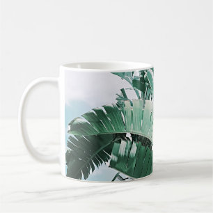 Taza De Café Hojas de plátano tonos verdes pálidos de verano
