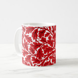 Taza De Café Hojas de roble de William Morris, rojo intenso y b