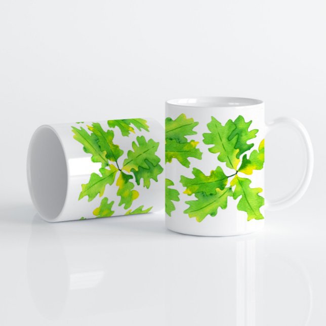 Taza De Café Hojas de roble verdes (Subido por el creador)