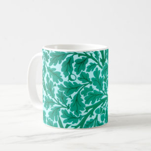 Taza De Café Hojas de roble William Morris, turquesa y Aqua