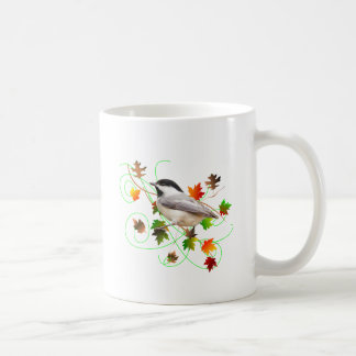 Taza De Café Hojas del Chickadee y de la caída
