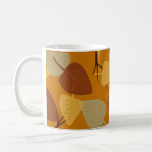 Taza De Café Hojas dispersas modernas ilustracion de otoño
