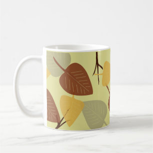 Taza De Café Hojas dispersas modernas ilustracion de otoño