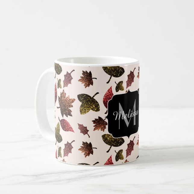 Taza De Café Hojas espumosas otoño chispas otoño Monograma (Anverso izquierdo)