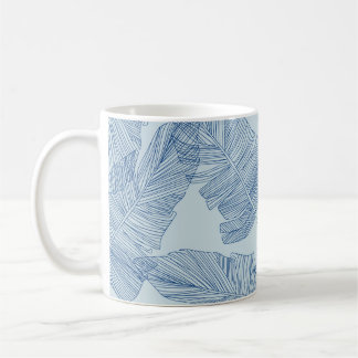 Taza De Café Hojas Florales: Ilustraciones de la Línea Vintage.